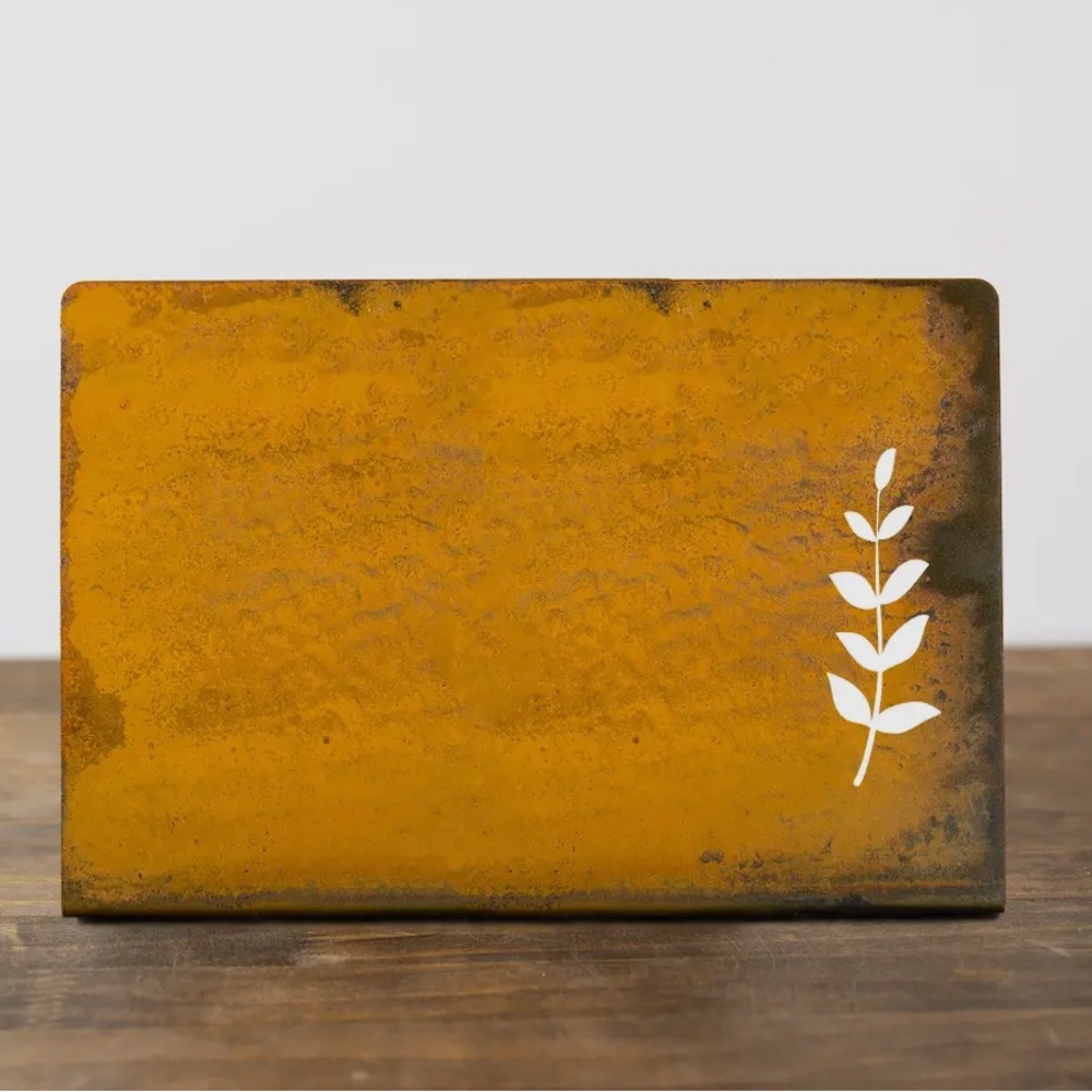 Industrial Modern Patina Metal Frame with leaf cutout